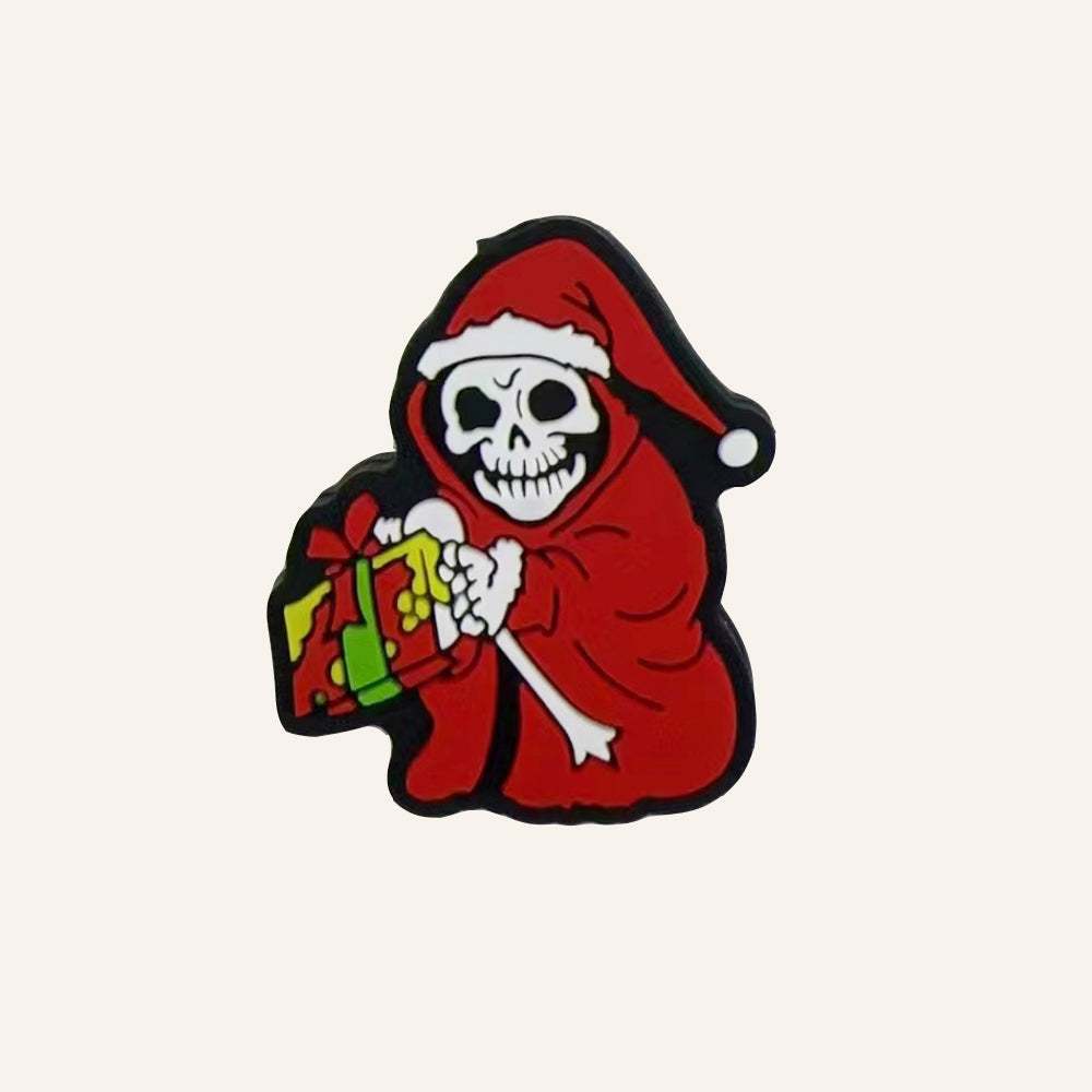Wholesale 10pcs Christmas Skull Gift Pattern Silicone Beads